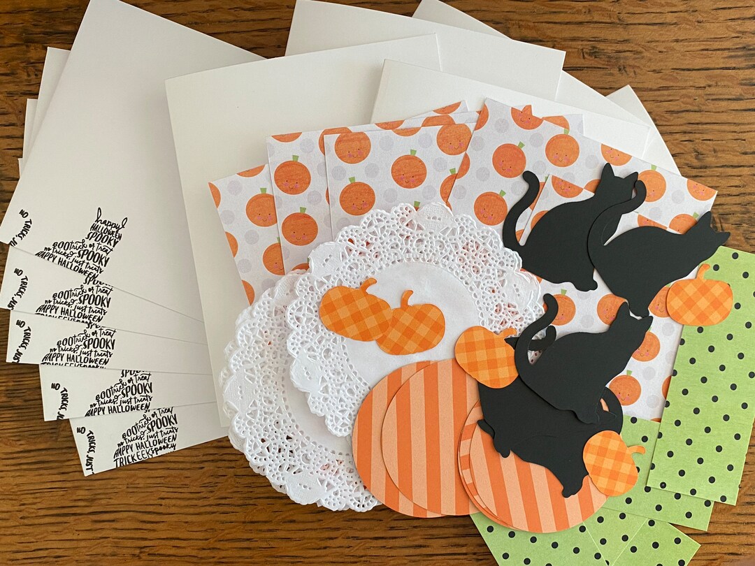 DIY Card Kit Halloween Cards Black Cat Halloween Card Kit Etsy