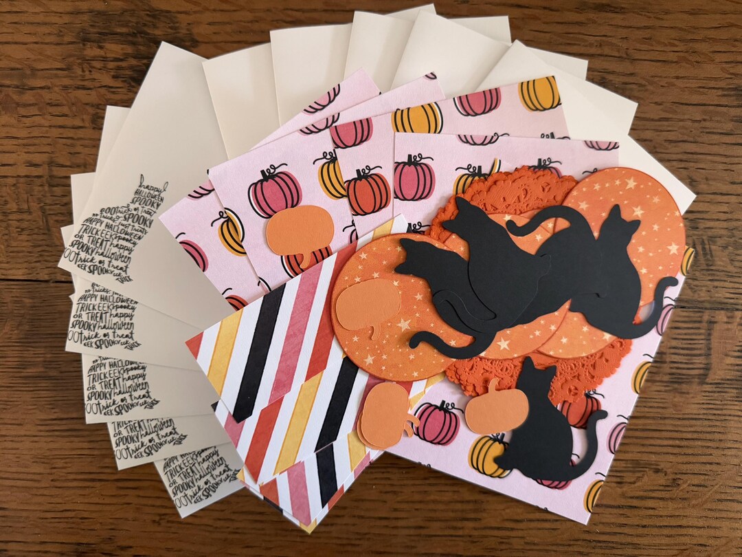 DIY Black Cat Halloween Card Kit – Handmade Blank Cards - Etsy