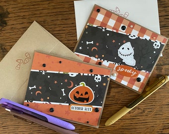 Halloween Greeting Card: Ghost & Pumpkin, Handmade