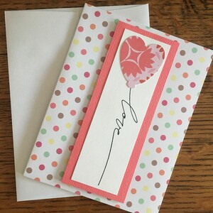 Handcrafted Valentine&#39;s Day Card: Pink Heart Balloon, Hugs & Kisses