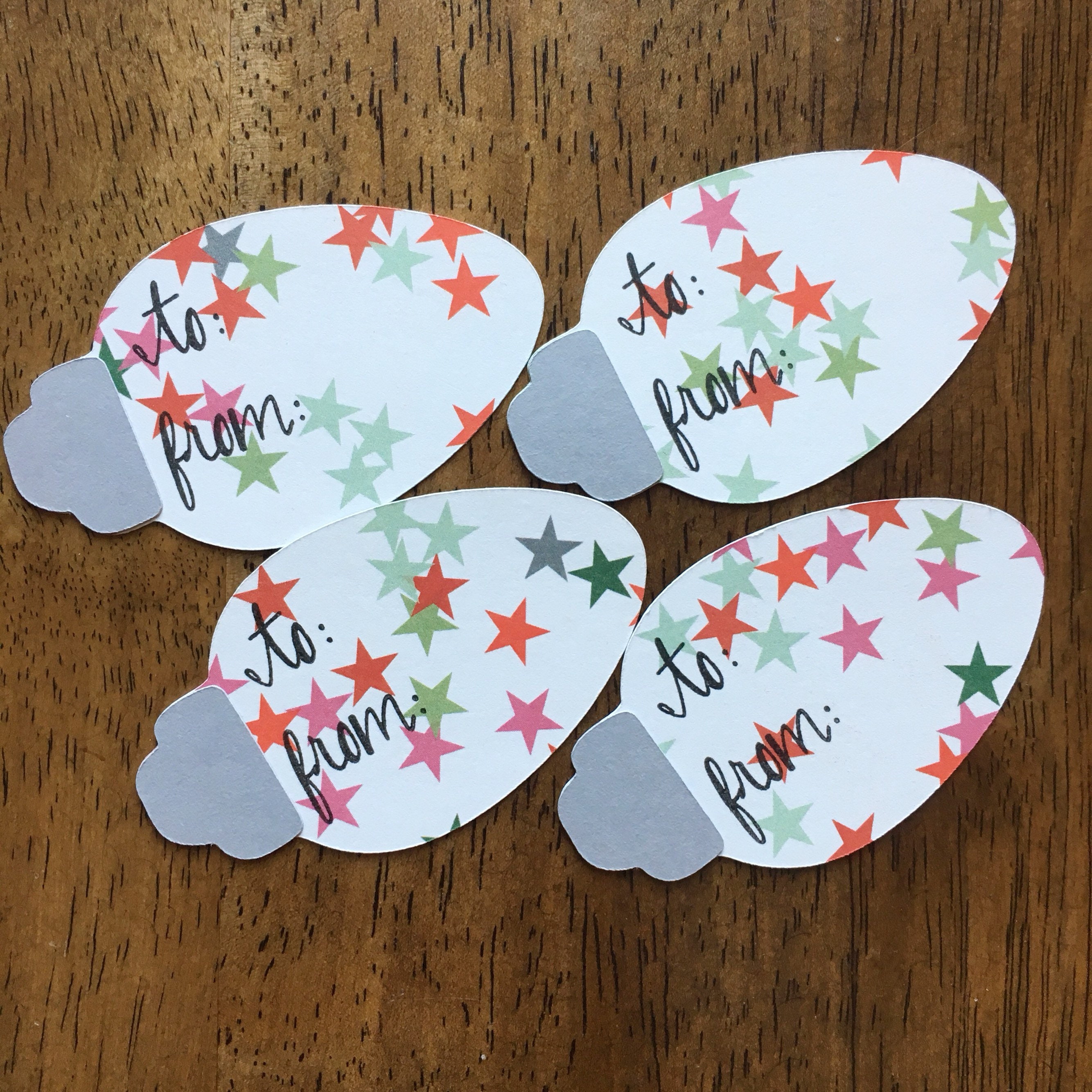 Christmas Tags Christmas Bulb Tags Christmas Lights Gift Etsy