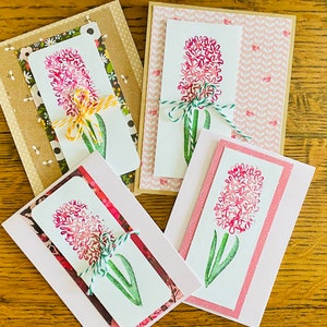 Pink Hyacinth Card Set - Set of 4 Cards - Blank Cards - Assorted Card Set - Greeting Cards - Floral Cards