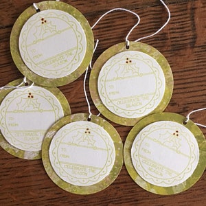 Christmas Tags - Holly Gift Tags - Celebrate the Season Tags - Set of 5 Gift Tags