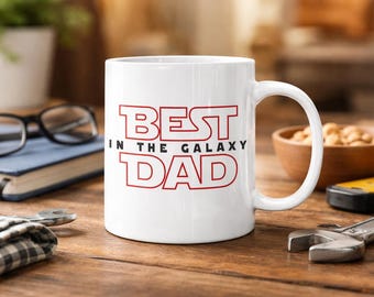 Bästa pappa i galaxen-mugg Rolig sci-fi-kaffemugg, rymdpappa-present, fars dag-mugg, födelsedagspresent till pappa