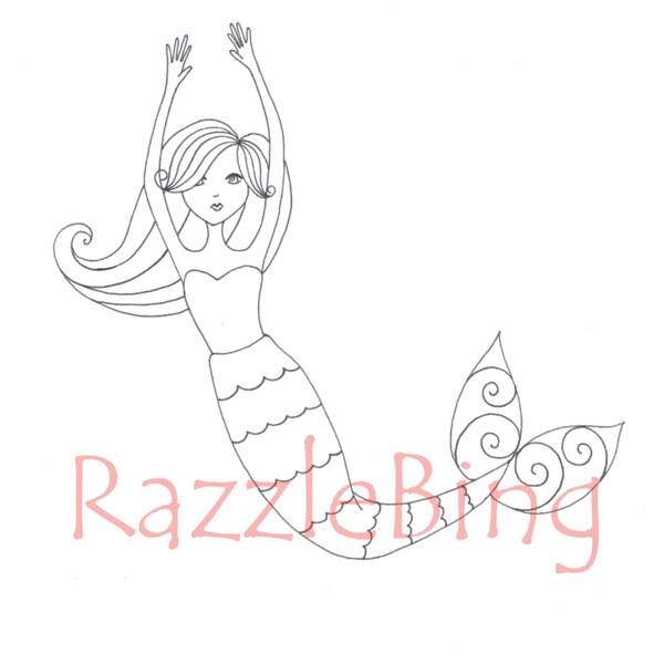 Mermaid Bookmark Coloring Etsy