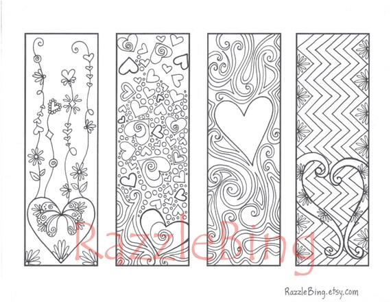 diy bookmark printable coloring page zentangle inspired etsy canada