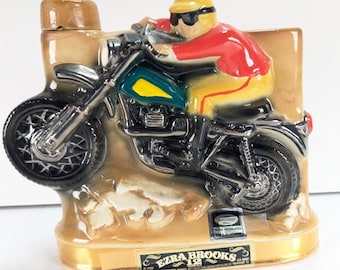 1972 Ezra Brooks Motorcycle Racer Decanter Kentucky Bourbon Whiskey Ceramic