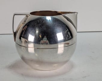 Azucarero/cremera apilable de plata con esfera dúplex VTG Napier, estilo Art Déco, mediados de siglo, atómico.
