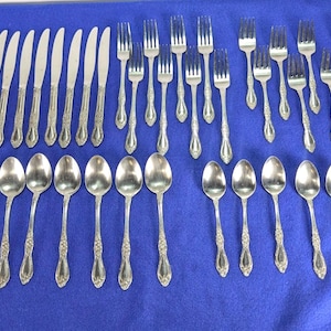 Vintage Northland Japan Stainless Steel Flatware Floral 36 Pieces 6 Setting Plus