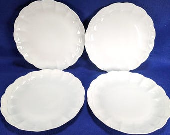 Platos llanos Kaiser Romantica totalmente blancos de 25 cm (juego de 4) de porcelana elegante
