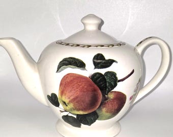 VTG Queens China Hookers Fruit Teapot Red Apple Pattern English Porcelain Teapot