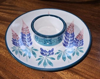 Columbia Falls Pottery Hand Made Chip N Dip/ Vegetables N Hummus Server