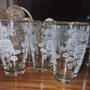 RARE Queen Esther Pattern Libbey Glassware 10 oz Set of 9
