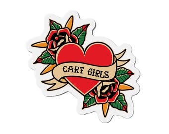 Cart Girls Heart Magnet, Traditional Tattoo Style, Golf Cart Accessory