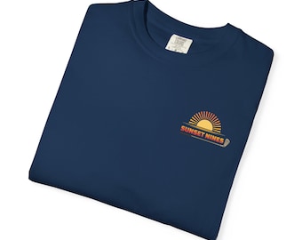 Sunset Nines Golf Graphic T-Shirt, Vintage Garment Dyed Unisex Tee