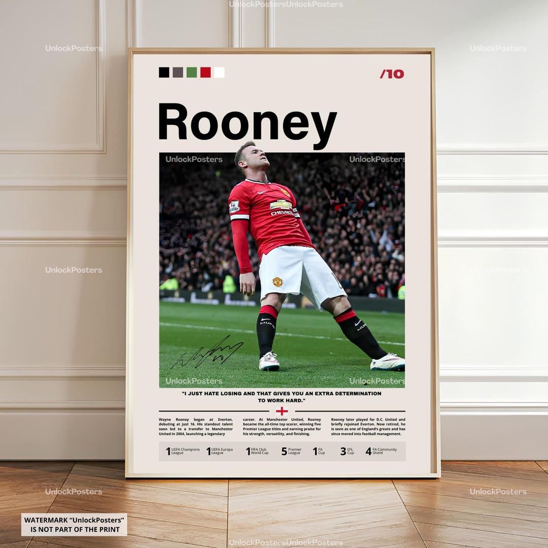 Wayne Rooney Poster, Rooney Manchester United, Framed Football Print ...