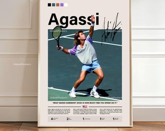 希少なアンドレ・アガシのテニスアートリトグラフプリント - Etsy 日本