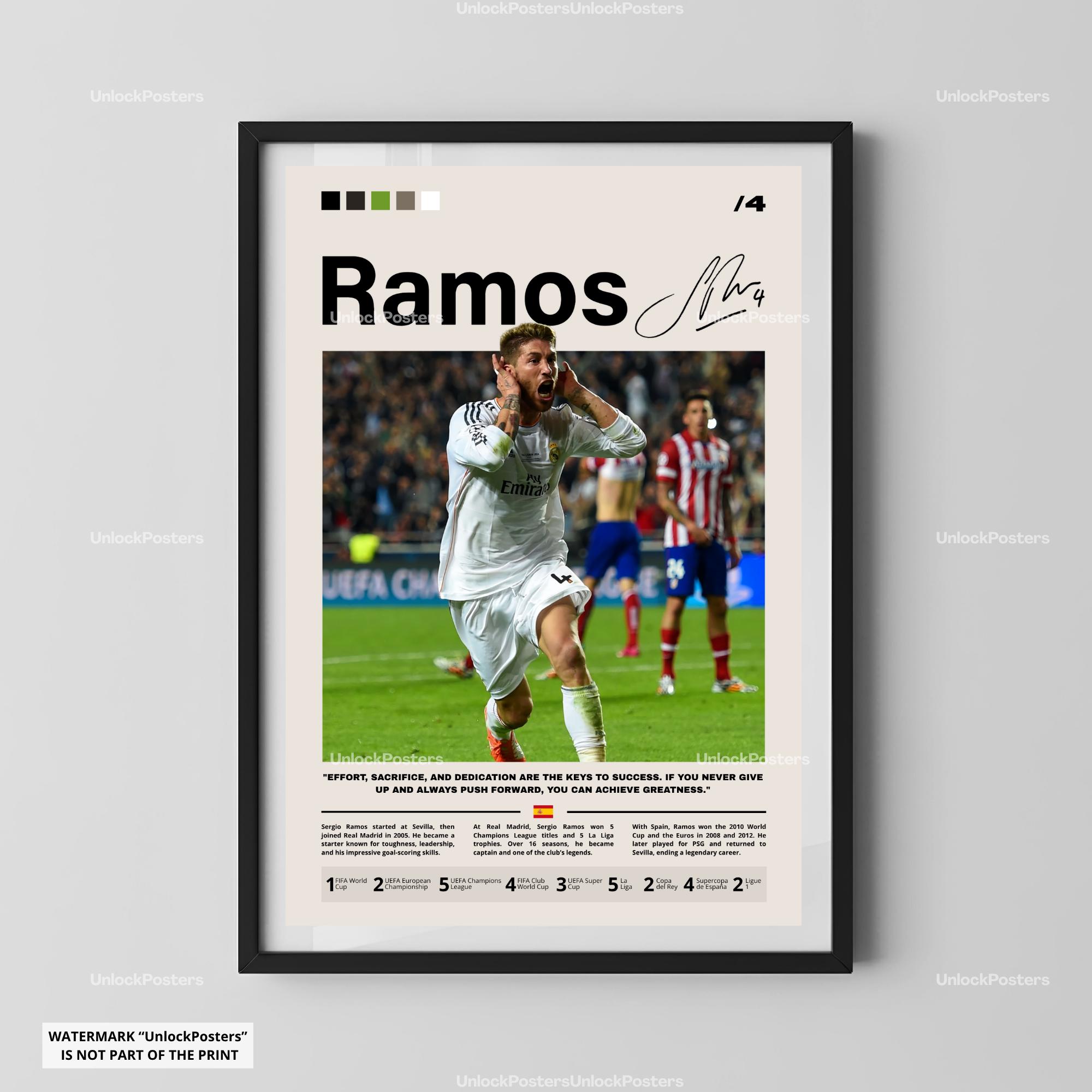 Affiche Sergio Ramos Real Madrid : oeuvre d'art murale