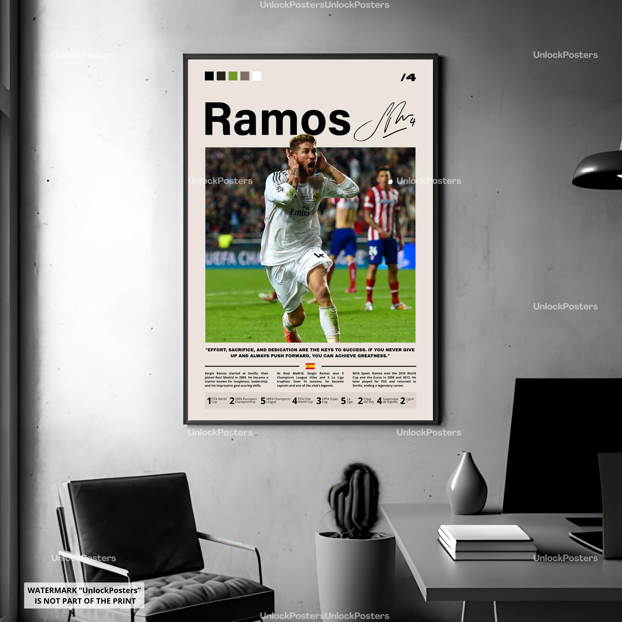 Affiche de Sergio Ramos, imprimé Real Madrid cadeau fan