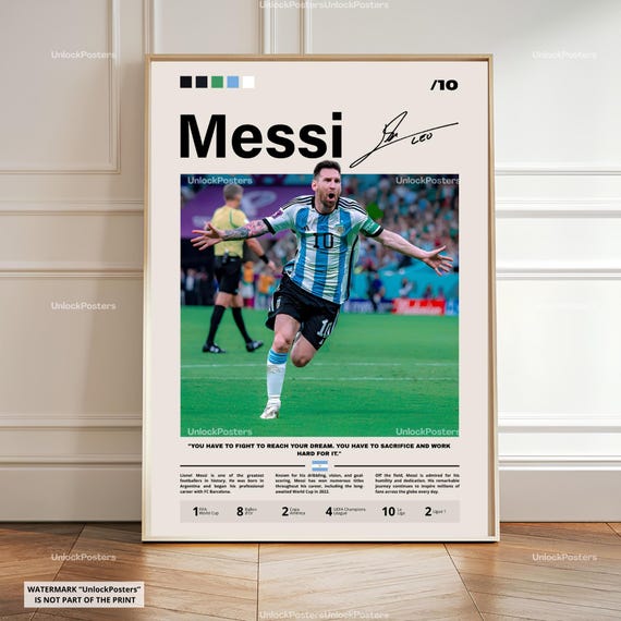 Lionel Messi Poster, Ballon d'Or Winner, Argentina Football Print, Argentine Football Wall Art, Argentina National Team Decor, Messi Artwork