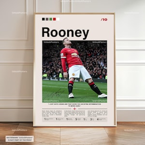 Wayne Rooney Poster, Rooney Manchester United, Framed Football Print, Premier League Decor, Soccer Legend Artwork, Rooney Wall Art, Print