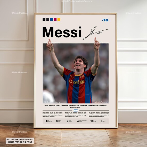 Lionel Messi Poster, Ballon d'Or Winner, Barcelona Football Print, Argentine Football Wall Art, FC Barcelona Decor, Messi Football, Artwork