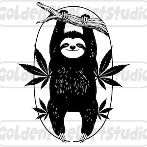 Luiaard svg, hoge luiaard svg, wiet roken svg, roken joint svg, cannabis svg, marihuana svg, onkruid shirt svg, rasta svg