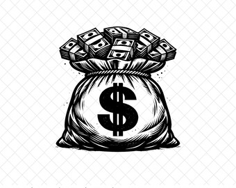 Money Bag SVG Clipart, Dollar Cash Bundle, Cricut Silhouette File (Digital Download)