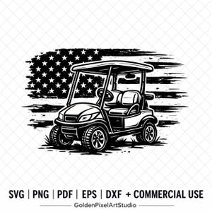 Golf Cart SVG Clipart, American Flag Design (SVG, PNG)
