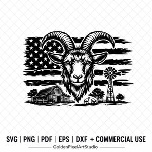 Amerikansk gårdsgethuvud SVG, lada väderkvarn Clipart (digital nedladdning)