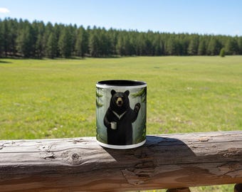 Black Bear Coffee Mug, Wildlife Animal Lover Gift
