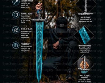 Elden Ring Dark Moon Greatsword Replica, Handmade Cosplay Sword Moonlight Greatsword Fantasy Gift for Gamer Gift for Boyfriend & Anniversary