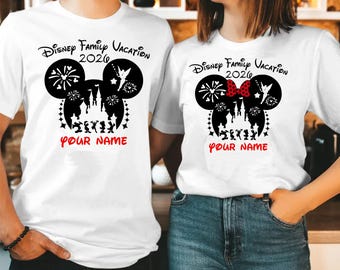 T-shirt personnalisé pour vacances en famille Disney, vacances en groupe en famille, chemise avec nom personnalisé Mickey et ses amis, t-shirt adulte unisexe pour enfants