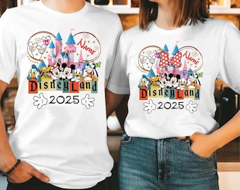 T-shirt personnalisé en coton pour famille Disneyland 2025, Mickey et ses amis