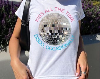 Disco Ball Graphic Baby Tee, Y2K Style