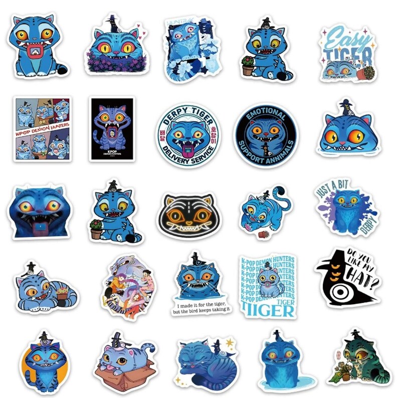 56 PCS New K-pop Demon Hunter Blue Tiger Sticker, Korean Idol Movie ...