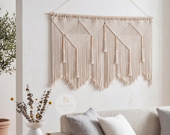 Large Macrame Wall Hanging, Above Bed Decor, Woven Tapestry, Neutral Wall Art, Boho Wall Decor,  Japandi Wall Art, New Home Gift
