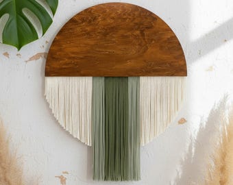 Sage Green Macrame Wall Hanging, Round Wall Art, Boho Wall Decor, Christmas Gift