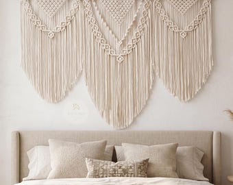 Large Macrame Wall Hanging, Boho Wedding Backdrop, Woven Tapestry, Neutral Wall Art, Wabi Sabi and Japandi Wall Art, Rustic Wedding Decor