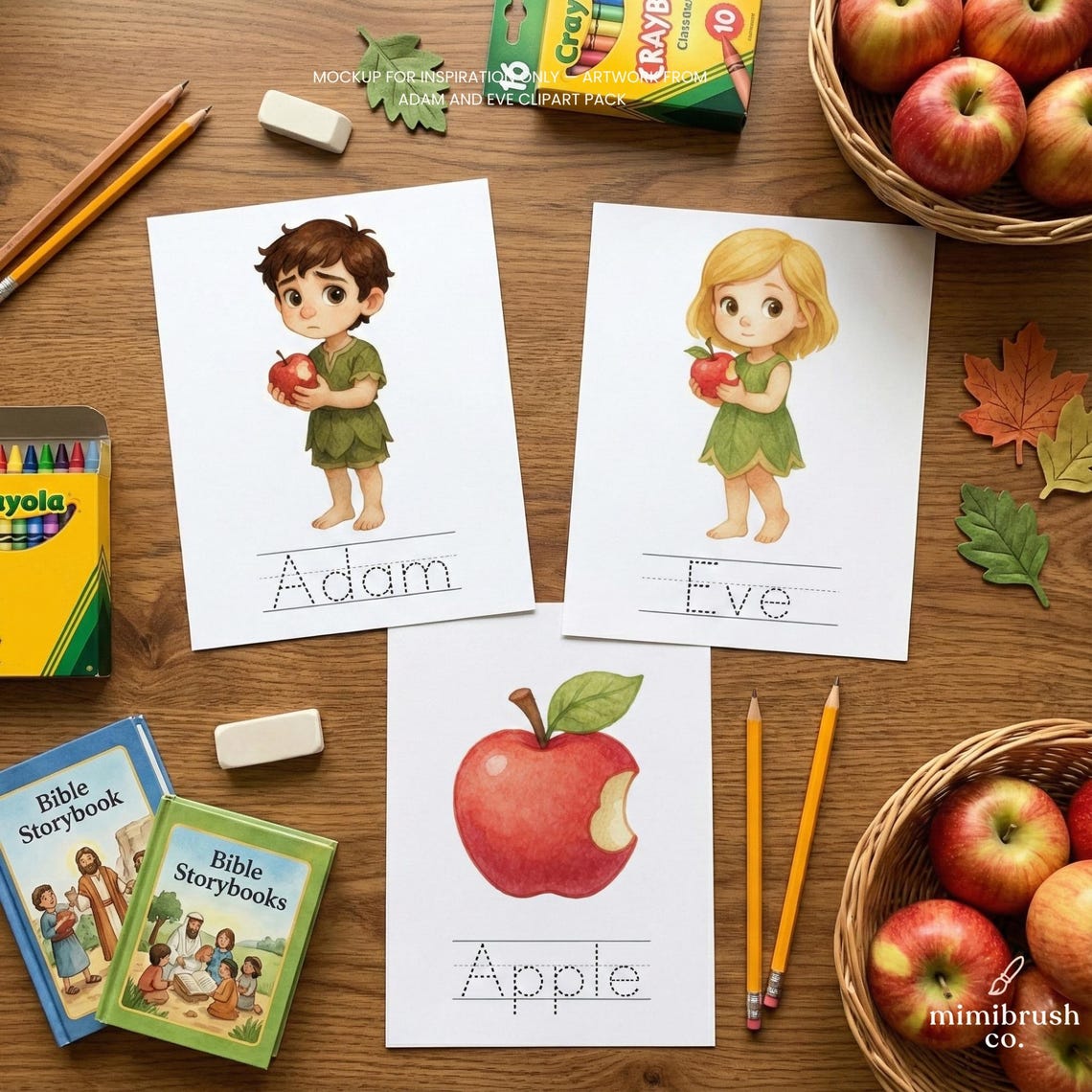 Adam and Eve Clipart: Garden of Eden Watercolor Bible Story PNG Set for ...