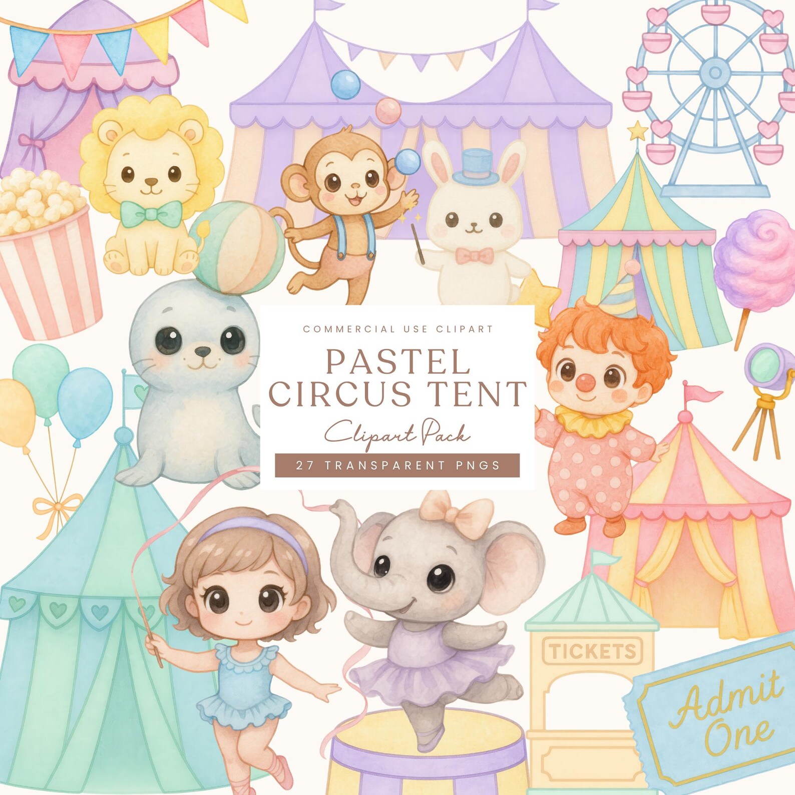 Pastel Circus Tent Clipart: Carnival PNG Set (digital Download) - Etsy