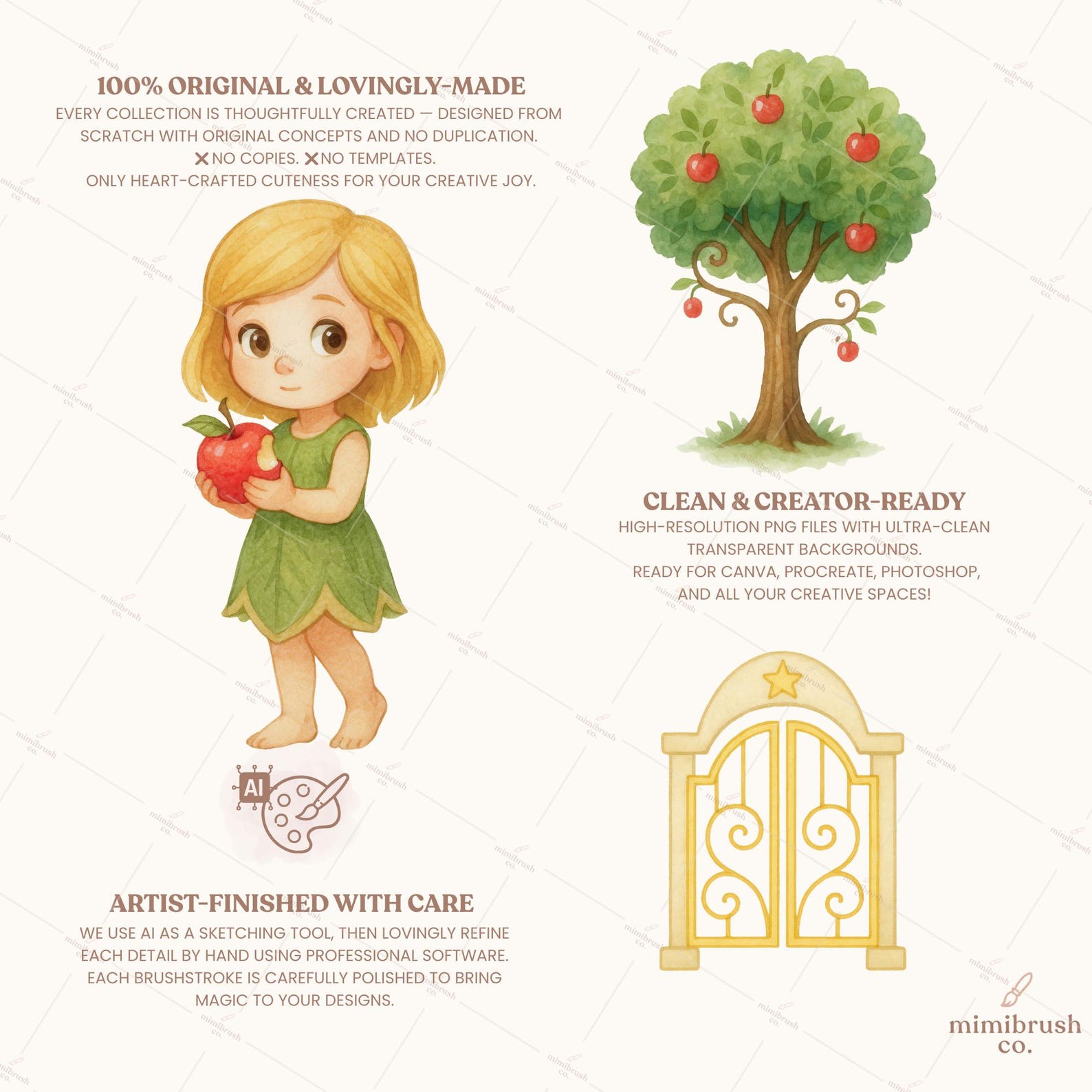 Adam and Eve Clipart: Garden of Eden Watercolor Bible Story PNG Set for ...