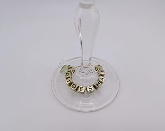 Personalised wine glass charms, custom name drink markers, wedding party favours, bridesmaid gift, hen party glass tags