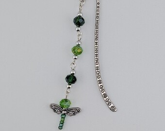 Dragonfly metal bookmark, beaded hook bookmark, crystal dragonfly book marker, booktok reader gift, cottagecore page marker