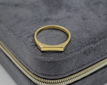 Anillo de sello con barra grabada personalizada – Banda de plata de ley bañada en oro - Regalo para mamá primeriza