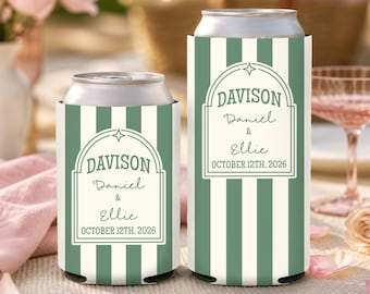 Personalised Wedding Coozies, Monogram Wedding Can coolers, Custom can cosie, Wedding Party Favours, Can koozies, Bride Groom Wedding Gift
