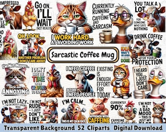 Sarcastic Coffee Mug Sublimation Bundle, Quotes Wrap, Coffee Lover Humor Designs, Funny Print