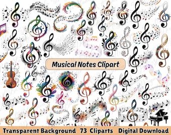 Musical Notes Clipart, Abstract Music Symbols PNG, Treble Clef Graphics, Music Illustrations, Commercial Use