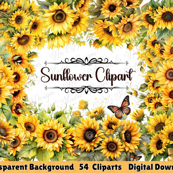 Sunflower Clip Art - Etsy