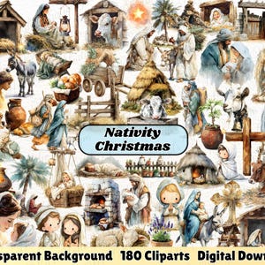 Nativity Christmas Clipart, Biblical Scene Digital Art, Jesus Birth, Biblical PNG, Religious Holiday